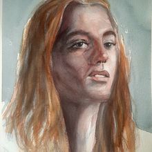 Il mio progetto del corso: Ritratto artistico ad acquerello. Een project van  Beeldende kunst, Schilderij, Aquarelschilderen y  Portrettekening van Lanfranco Schirone - 27.03.2022