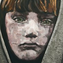 Washed ashore, painting of a child refugee. Painting, Acr, lic Painting, Fine Arts, Stor, and telling project by Hilma Bovenkerk - 10.01.2016