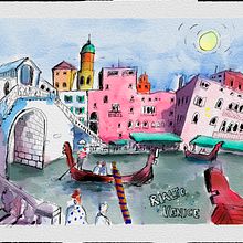 Venice Rialto. Traditional illustration project by Thomas Kimmich - 04.03.2023