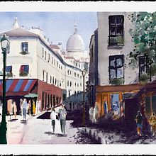 Paris Montmartre. Watercolor Painting project by Thomas Kimmich - 04.03.2023