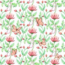 Mi proyecto del curso: Patrones naturales: del boceto a Photoshop. Projekt z dziedziny Trad, c, jna ilustracja, Pattern design,  R, sunek, R, sunek botaniczn i Malowanie akwarelą użytkownika Daniela Bouroncle - 03.04.2023