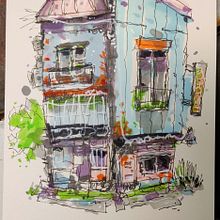 My project for course: Expressive Architectural Sketching with Colored Markers. Sketching, Drawing, Architectural Illustration, Sketchbook & Ink Illustration project by mickes66 - 04.05.2023