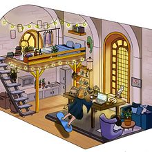 Mon projet du cours : Développement visuel : illustrez de décors imaginaires . Drawing, Digital Illustration, Concept Art, and Digital Drawing project by Anne-Laure Grimaud - 04.05.2023