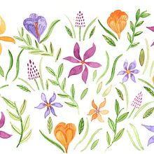 My project for course: Vibrant Floral Patterns with Watercolors. Un projet de Illustration traditionnelle, Création de motifs, Aquarelle et Illustration botanique de Annick Cottom - 06.04.2023