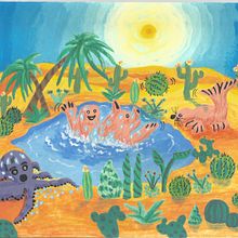 Mi proyecto del curso: Técnicas de ilustración con acuarela y gouache. "Un cactus en mi oasis". Un projet de Peinture, Aquarelle, Illustration jeunesse, Peinture gouache , et Dessin de Mima - 08.04.2023