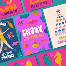 Mi proyecto del curso: Diseño de tarjetas de felicitación: ilustra y vende tu colección. Projekt z dziedziny Trad, c, jna ilustracja, Br, ing i ident, fikacja wizualna, Grafika ed, torska, Projektowanie graficzne, Ilustracja c i frowa użytkownika María José Pardo - 06.04.2023