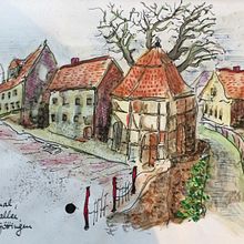 Mein Abschlussprojekt für den Kurs: Expressive Architekturskizzen mit Markern. Un proyecto de Bocetado, Dibujo, Ilustración arquitectónica, Sketchbook e Ilustración con tinta de suhaknoke - 10.04.2023