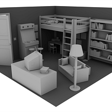 Uni room. 3D, 3D Modeling, and 3D Design project by Alaia Valerio - 04.10.2023