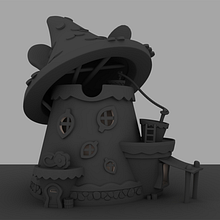 mushroom house. 3D, 3D Modeling, and 3D Design project by Alaia Valerio - 04.10.2023