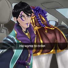 He wants to order ~ Aphelios & Sett 💜❤️ (2022). Un progetto di Design, Illustrazione tradizionale, Disegno, Videogiochi, Pittura, Illustrazione digitale, Design digitale, Disegno digitale e Pittura digitale di Irlanda Pineda - 26.08.2022