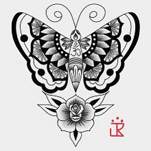 Borboleta Oldschool Mandala. Traditional illustration project by Jonathan Rodrigues - 04.11.2023