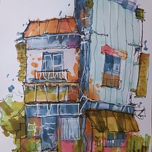 Mi proyecto del curso: Dibujo arquitectónico expresivo con marcadores de colores. Sketching, Drawing, Architectural Illustration, Sketchbook & Ink Illustration project by adrian lira - 04.10.2023