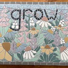 Mosaic for the potting shed - course: Modern Mosaic Art: Make Floral Compositions with Tiles. Arts, and Crafts project by jo_tilley - 04.15.2023