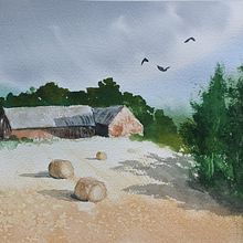 My project for course: Watercolor Landscapes: Experimental Tools and Techniques. Un proyecto de Bellas Artes, Pintura y Pintura a la acuarela de Anna Petrikova - 16.04.2023