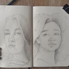 Mi proyecto del curso: Cuaderno de retratos a línea con grafito. Fine Arts, Sketching, Drawing, Portrait Drawing, and Sketchbook project by Mirian Crespo - 04.17.2023