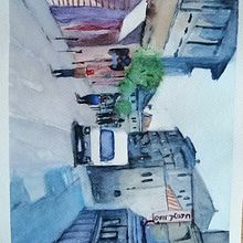 Mi proyecto del curso: Paisajes urbanos en acuarela. Fine Arts, Watercolor Painting, and Architectural Illustration project by nogalina13 - 04.17.2023