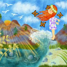 Summer Sunshine Girl. Un progetto di Illustrazione tradizionale, Illustrazione infantile, Bozzetti, Illustrazione digitale e Character design di Danielle Rademeyer - 16.04.2023