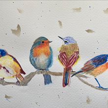 My project for course: Artistic Watercolor Techniques for Illustrating Birds. Traditional illustration, Watercolor Painting, Realistic Drawing, and Naturalistic Illustration project by Bonnie - 04.18.2023