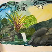 My project for course: Fantasy Landscapes with Watercolor & Gouache . % JUDY RUDDER tarafından hazırlanan Güzel sanatlar, Tablo, Sulubo, a Resim, Doğalcı İllüstras, on, Guaj Bo, Ve ama projesi - 04.19.2023
