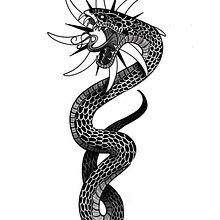 Blackwork snake project . Projekt z dziedziny Trad, c, jna ilustracja,  R, sunek, Ilustracja c, frowa, Projektowanie tatuaż, R, sunek c i frow użytkownika mn27mjzm68 - 19.04.2023