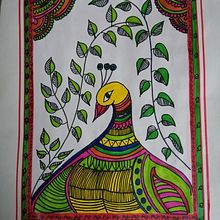 Madhubani_Peacock. Design project by kaurkarandeep_07 - 04.19.2023