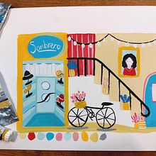 Paiting with a limited paletm (Maru Godas course). Un progetto di Illustrazione tradizionale, Bozzetti, Disegno, Illustrazione architettonica, Sketchbook e Pittura gouache di Daphne - 21.04.2023