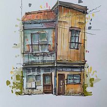 My project for course: Expressive Architectural Sketching with Colored Markers. Een project van  Schetsen,  Tekening,  Architecturale illustratie, Sketchbook y  Illustratie met inkt van astridvb6 - 21.04.2023