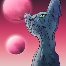 Sphinx in Space. Traditional illustration project by Ella Evil - 04.22.2023