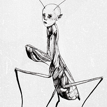 Lady Mantis . Ilustrasi tradisional proyek oleh Mei P. Romano - 04.23.2023