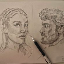 Mi proyecto del curso: Cuaderno de retratos a línea con grafito. Fine Arts, Sketching, Drawing, Portrait Drawing, and Sketchbook project by Jose Abril - 04.24.2023