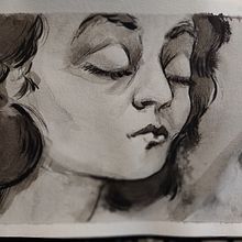 My project for course: Mindful Painting with India Ink. Traditional illustration, Fine Arts, Painting, Pencil Drawing, Portrait Drawing, Artistic Drawing & Ink Illustration project by ambermt90 - 04.27.2023