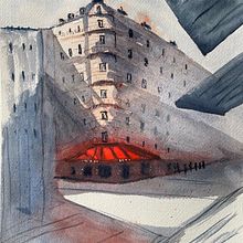 Mon projet du cours : Dessin architectural à l’aquarelle et à l’encre. Projekt z dziedziny Sketching,  R, sunek, Malowanie akwarelą,  R, sunek architektoniczn, Sketchbook,  R i sunek atramentem użytkownika jerome.you - 29.04.2023