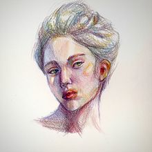 My project for course: Vibrant Portrait Drawing with Colored Pencils. Drawing, Portrait Drawing, Sketchbook, and Colored Pencil Drawing project by stepantseva_n - 04.22.2023