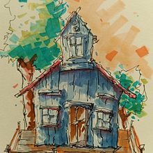 My project for course: Expressive Architectural Sketching with Colored Markers. Sketching, Drawing, Architectural Illustration, Sketchbook & Ink Illustration project by Cloud Peninnah - 05.08.2023