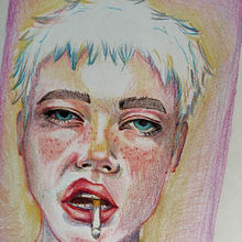 Mi proyecto del curso: Dibujo de retratos llamativos con lápices de colores. Desenho, Desenho de retrato, Sketchbook, e Desenho com lápis de cor projeto de Lau Gutierrez - 01.05.2023