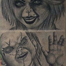 Mi proyecto del curso: Retrato realista con lápiz de grafito chuky y tifanny . Traditional illustration, Fine Arts, Sketching, Pencil Drawing, Drawing, Portrait Drawing, Realistic Drawing, Artistic Drawing, and Figure Drawing project by sebastian_sando_ink1 - 03.13.2023
