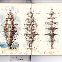 rosa dei venti. Un proyecto de Ilustración tradicional, Arquitectura, Bellas Artes, Pintura, Escultura, Escenografía, Escritura, Caligrafía, Cómic, Dibujo, Dibujo a lápiz, Pintura a la acuarela, Stor, telling, Dibujo artístico, Instagram, Ilustración arquitectónica, Sketchbook, Narrativa y Pintura gouache de Claudio Patanè - 02.05.2023