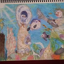 My project for course: Whimsical Sketchbook: Draw Imaginary Creatures from Nature. Drawing, Watercolor Painting, Sketchbook, Naturalistic Illustration, and Traditional illustration project by Susan Evans - 04.30.2023