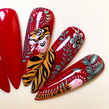 Nail art de Tigre inspiración en Anna Bucciarelli. Traditional illustration project by Vero Cnl - 07.21.2021