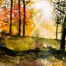 My project for course: Dreamy Watercolor Landscapes: Paint with Light. Painting, and Watercolor Painting project by Olha Dovhan-Levytska - 05.04.2023