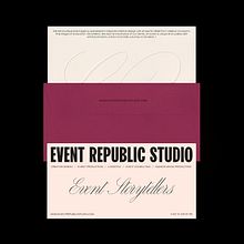 Event Republic Studio - Branding. Projekt z dziedziny Projektowanie graficzne, Br, ing i ident, fikacja wizualna, Projektowanie logot, pów, Projektowanie t, pografii, Kreat, wność, W, darzenia, Design,  Manager art, st, czn, Grafika ed, torska, Projektowanie opakowań, T i pografia użytkownika Caroline Carrillo - 04.05.2023