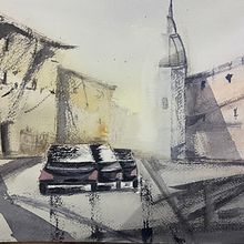 Mi proyecto del curso: Paisajes urbanos en acuarela. Un proyecto de Bellas Artes, Pintura a la acuarela, Ilustración arquitectónica y Arte urbano de betzigonzaleztovar - 05.05.2023