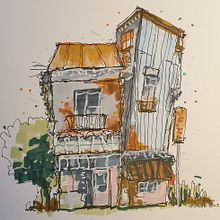 Mein Abschlussprojekt für den Kurs: Expressive Architekturskizzen mit Markern. Sketching, Drawing, Architectural Illustration, Sketchbook & Ink Illustration project by simone_urbe - 05.06.2023