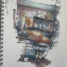 Expressive Architekturskizzen mit Markern . Un proyecto de Ilustración tradicional de millis_season - 07.05.2023