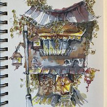 Expressive Architekturskizzen mit Markern . Un proyecto de Ilustración tradicional de millis_season - 07.05.2023