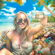 Smile, it's just plastic Ein Projekt aus dem Bereich Traditionelle Illustration, Porträtzeichnung, Realistische Zeichnung, Zeichnen mit Buntstiften und Aquarellmalerei von Mentiradeloro Esther Cuesta - 05.05.2023