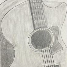 Dibujo guitarra. Een project van Tekening met potlood y  Artistieke tekening van gloriaparra2001 - 08.05.2023