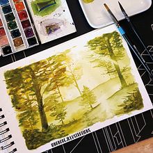 Mon projet du cours : Paysages oniriques à l'aquarelle : capturez la lumière. Painting, and Watercolor Painting project by Anne-Laure Pellegri - 05.08.2023
