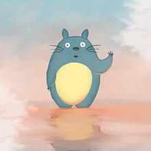 Guardian of dreams Totoro. Traditional illustration, and Digital Illustration project by kingaa_osinskaa - 03.14.2023