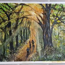 Excursión  por un hayedo. Watercolor Painting, and Painting project by Daniel - 07.12.2023